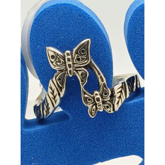 Vintage Sterling Silver Butterfly Floral Toe Ring Handcrafted Unique Boho Style - Picture 7 of 10